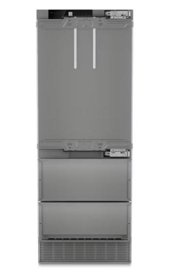 30 Inch Bottom Freezer Refrigerator  Liebherr HCB 1590G 30 Inch Panel Ready Fridge-freezer with BioFresh and NoFrost 14.1 Cu Ft capacity. 80 Inch Tall fridge, fixed connection Ice Maker, SuperCool, LED Lights, Energy Star, Grey Interior