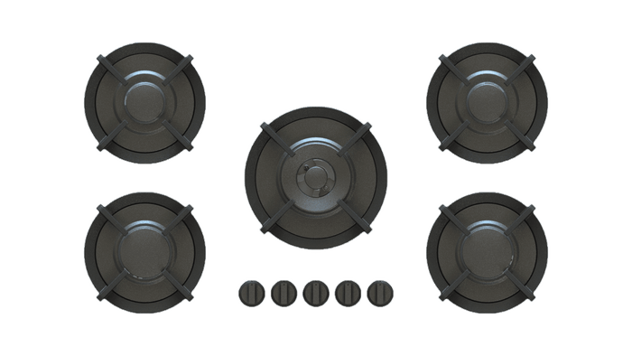 Pitt Cooking Brass 5 Burner Gas Cooktop
