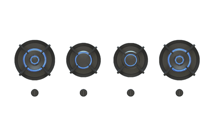 Pitt Cooking Black 4 Burner Gas Cooktop