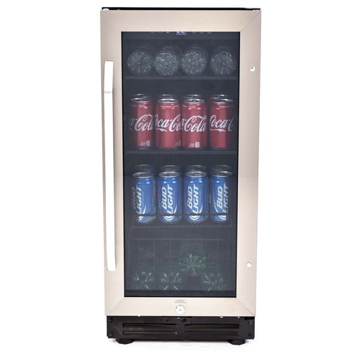 17 Inch Beverage Cooler  Avanti 17-inch beverage wine cooler with soft-touch control panel, auto defrost and can accommodate up to 45 cans. 1.6 Cu. Ft. 15 Bottles 37 degrees – 65 degrees fahrenheit