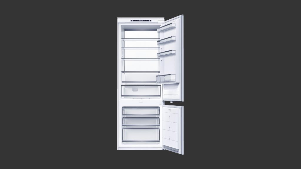 28 Inch Bottom Freezer Refrigerator  Freestanding Bottom Freezer Refrigerator. Automatic defrost and LED interior lighting. Variable speed inverter compressor. Reversible doors. Quite Fridge with 14.5 cu ft capacity