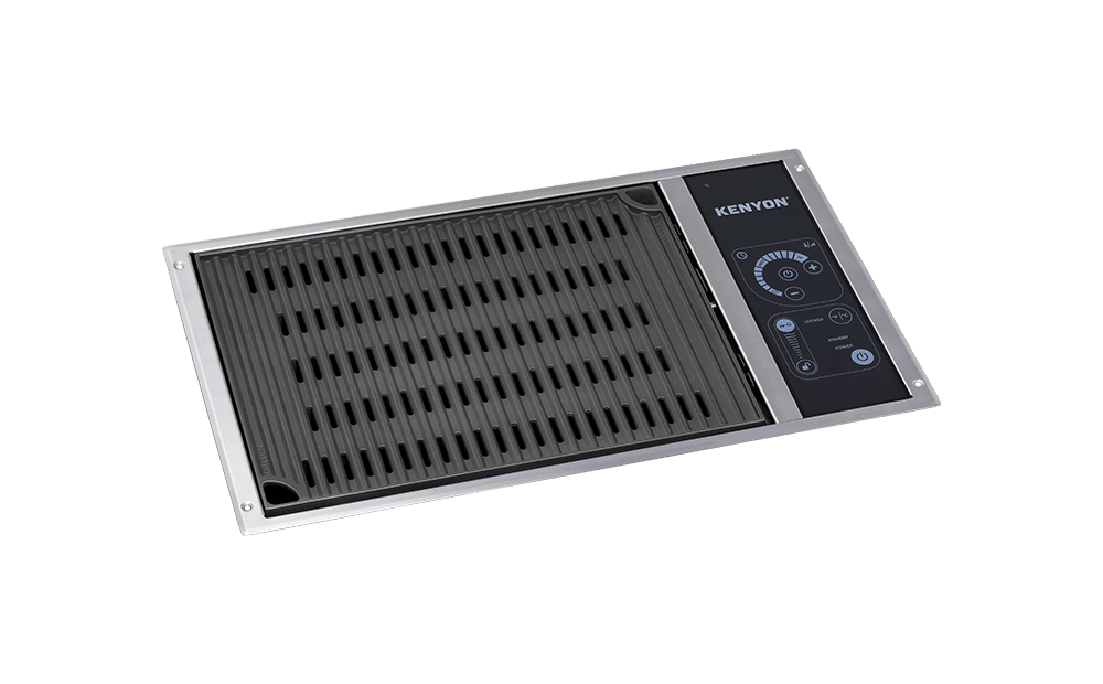 21 Inch Outdoor Grill  Floridian 120V Built-In Electric Grill with IntelliKEN Touch Controls. Get ready to upgrade your cooking game with our revolutionary electric grill. this grill is perfect for indoor kitchen use or outdoor grilling. This electric, flameless grill offers a smokeless grilling adventure, perfectly tailored to every chef’s needs. Reach temperatures exceeding 550 degrees Fahrenheit for searing steaks, or as low as 180 degrees Fahrenheit for slow roasting. Facilitated by the innovative, cool-touch, high-temperature silicone lid. This patented feature ensures safety, prevents burns, guarantees even cooking and unmatched flavor.Choose between power mode (16 settings) or set specific temperature in either ℉ or ℃ for complete and precise temperature control. Use the built-in timer to be alerted when it’s time to flip, and the lock feature to prevent accidental changes. The perfect fit for any kitchen or galley. Automatic shut-off at 60 or 90 minutes depending on the heat setting