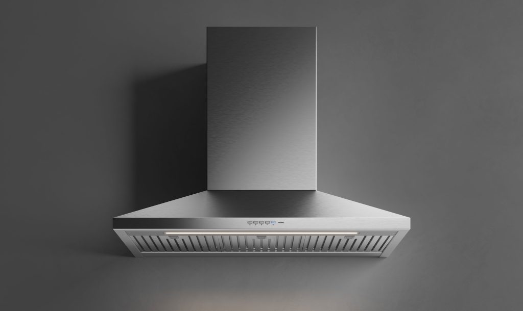 30 Inch Range Hood 300 CFM  Potenza Vulcano Sries Wall Mount Hood with 3-Speed Motor, Electronic Control, LED Lighting, Labyrinth Filter, and Scotch Brite (AISI 304) Steel Lights