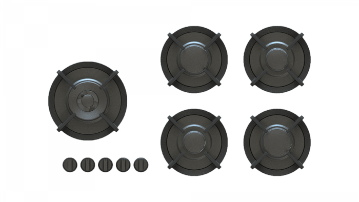 Pitt Cooking Brass 5 Burner Gas Cooktop