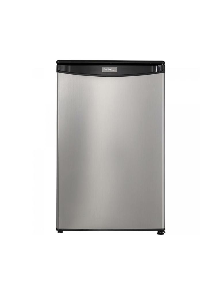21 Inch Bar Fridge  4.4 cu. ft. (124 L) capacity compact all fridge ENERGY STAR® certified R600a refrigerant Automatic defrost 2 full-width and 1 – 1/2 width tempered glass shelves for maximum storage versatility Integrated door shelving with tall bottle storage CanStor® beverage dispensing system Vegetable crisper and cover Mechanical thermostat Interior light Scratch-resistant worktop Integrated door handle Reversible door hinge Smooth back design