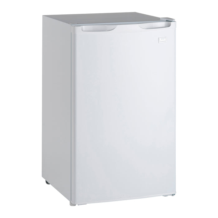 20 Inch Compact Refrigerator  4.4 cu. ft. counter height refrigerator featuring adjustable slide-out glass shelves, adjustable thermostat control with push-button defrost mode. Reversible Door ADA & Energy Star